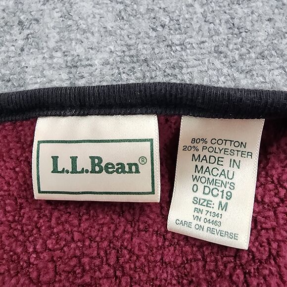 LL Bean Sweater Womens Medium Burgundy Cardigan Long Sleeve Button Front Terry - Picture 2 of 15
